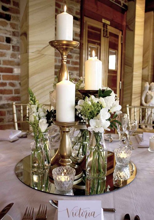 Wedding reception elegant candle holder hire