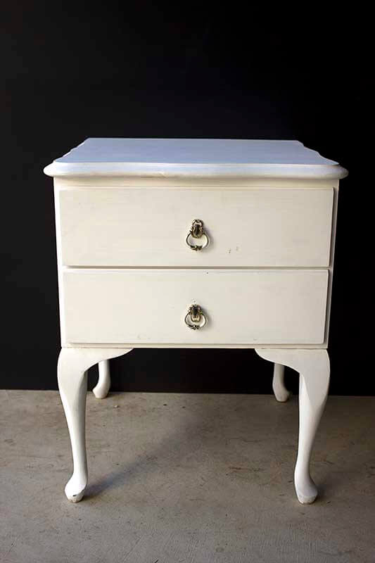 White Shabby Chic Queen Anne Side Table, Queen Anne Side Table With Drawers