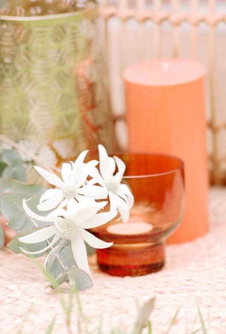 Hunter Valley Wedding Hire_Sugar Blossom Events_Amber glass candle holder