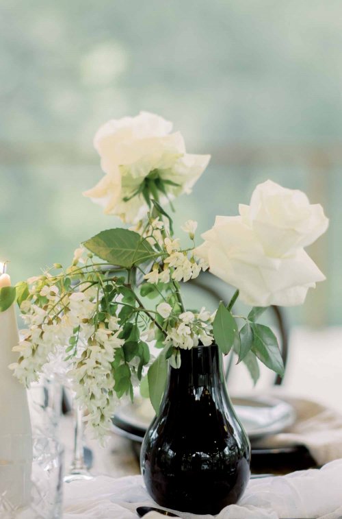 Hunter Valley Wedding Stylist_Sugar Blossom Events_ Black vases
